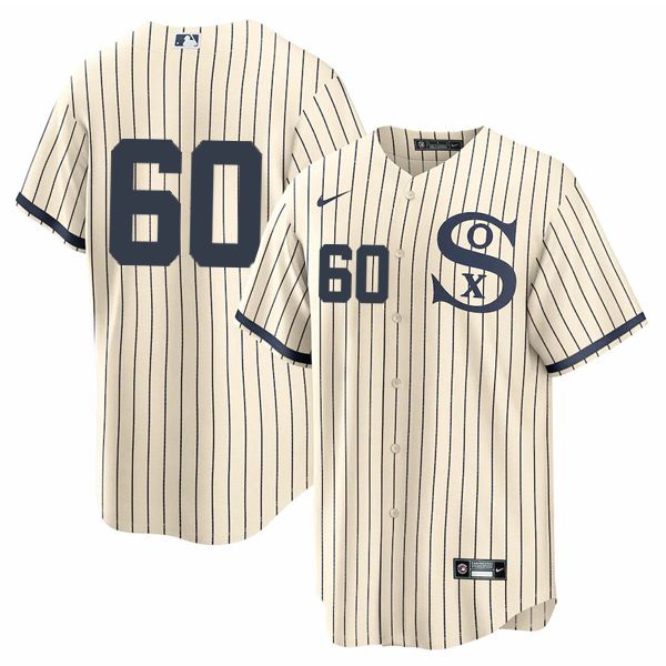 Men Chicago White Sox #60 No Name Cream stripe Dream version Game Nike 2021 MLB Jerseys